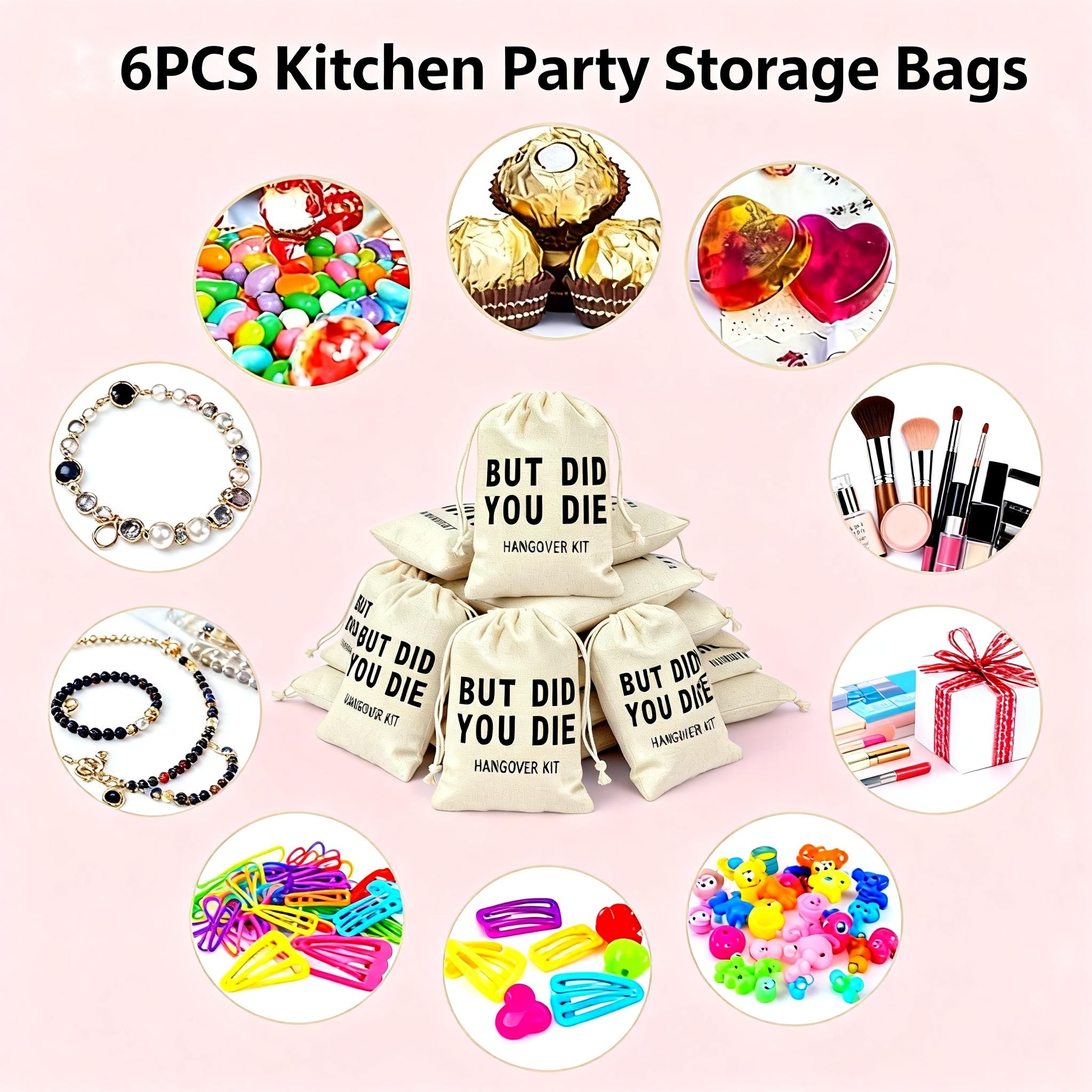 6-Piece Set Small Gift Bags, Snack Storage Pouches, Bachelorette Party Favors, Drawstring Wedding Bridal Shower Gifts