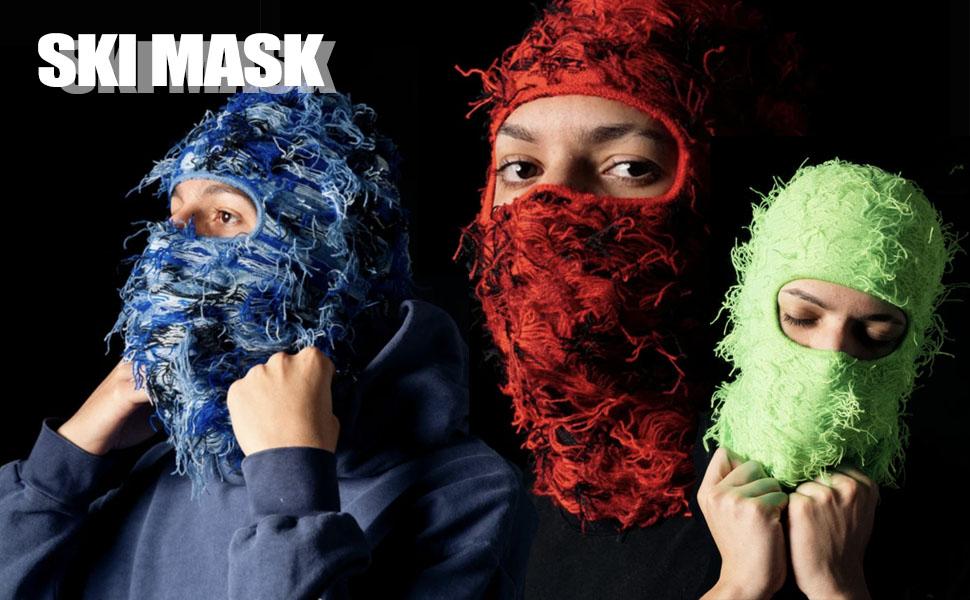 Winter Warm Solid Balaclava Mask - Windproof Full Face Knit Headgear for Skiing Hiking Outdoor Sports & Party Use Cozy Cold Weather Protection Solid Color Stylish Ski Mask with Unique Concave and Convex Design