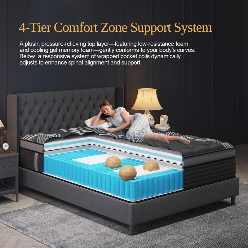 12 /14Inch Gel Memory Foam Mattress Twin Full Queen King Bed Hybrid Mattress In A Box,Pocket Spring for Edge Support, Pressure Relief, Medium Firm motion isolation 12 /14Inch Gel Memory Foam Mattress Twin Full Queen King Bed Hybrid Mattress In A Box,Pocket Spring for Edge Support, Pressure Relief, Medium Firm motion isolation