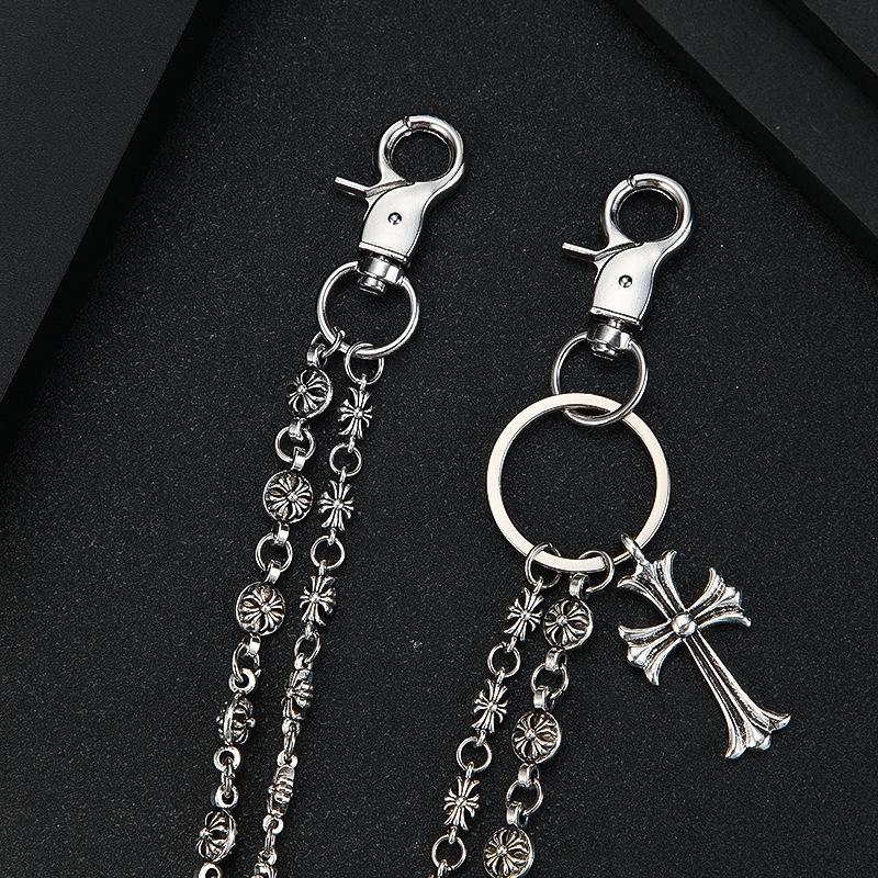 Punk Rock Metal Waist Chain, Unisex Hip Hop Jewelry Gift Pendant, Large Ring Wallet Keychain, Denim Jeans Accessory