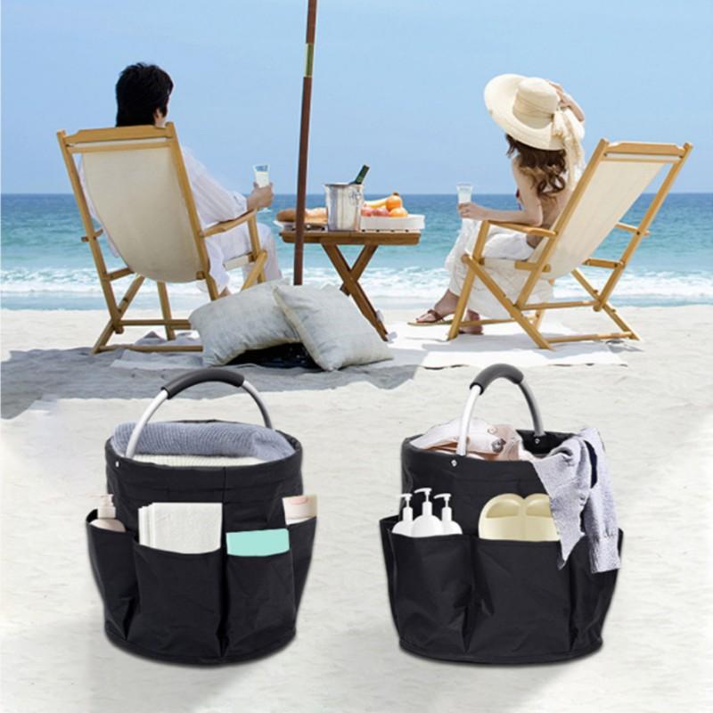 Foldable Multi-Functional Handheld Storage Basket, Outdoor Picnic Camping Tool Bucket, Waterproof Oxford Fabric Organizer