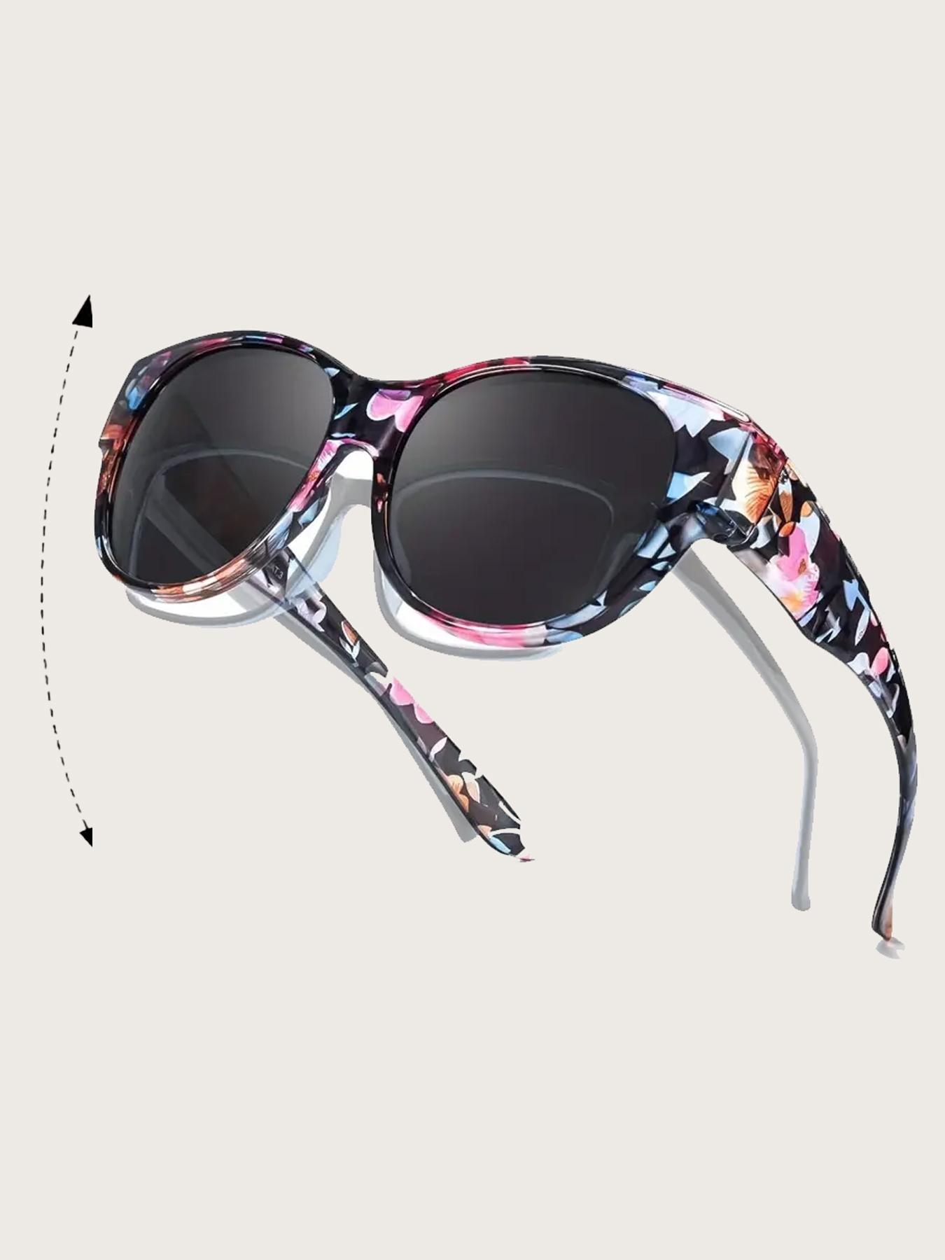 Vintage Fashion Floral Pattern Modern Trendy Styling Sunglasses, Trendy Casual Sun Protection Glasses for Everyday Use, Fashion Accessories for Outdoor Activities, Trendy Beach Eyewear, Lightweight Durable Sunglasses