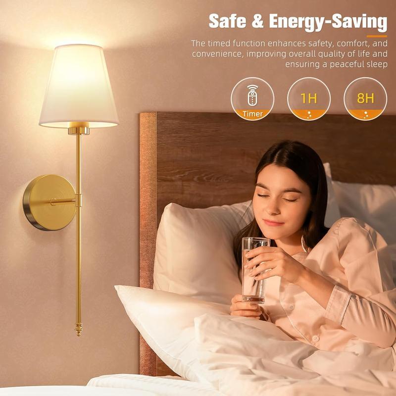 Wireless Battery-Powered Wall Lights Set, Remote Control Bedroom Lamps, Rechargeable Multi-Color Bulbs, Ideal for Living Room and Hallway Decor