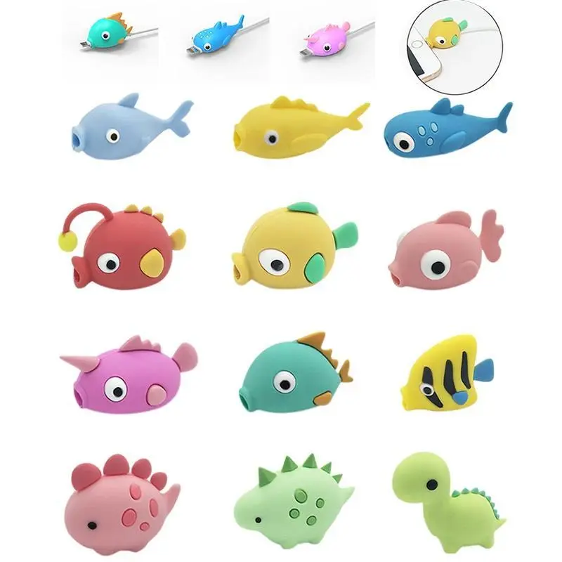 Cute Animal cable protector usb cable organizer chompers charger wire Winder Organizer dinosaur fish