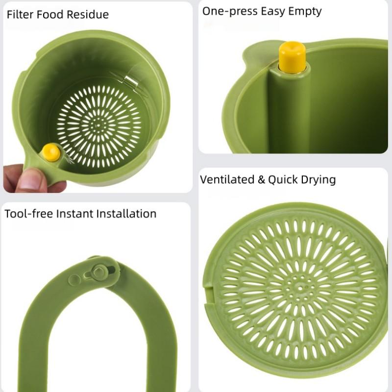 Multifunctional Hanging Sink Filter Basket, One-Button Drain Separation Filter, Kitchen Bathroom Storage, 1 Piece