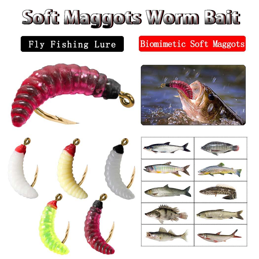 5/10pcs Maggots Fish Bait for Carp Catfish Trout Outdoor Fishing Lure, Essential Fishing Gear for Beginners, High-Quality Fishing Equipment