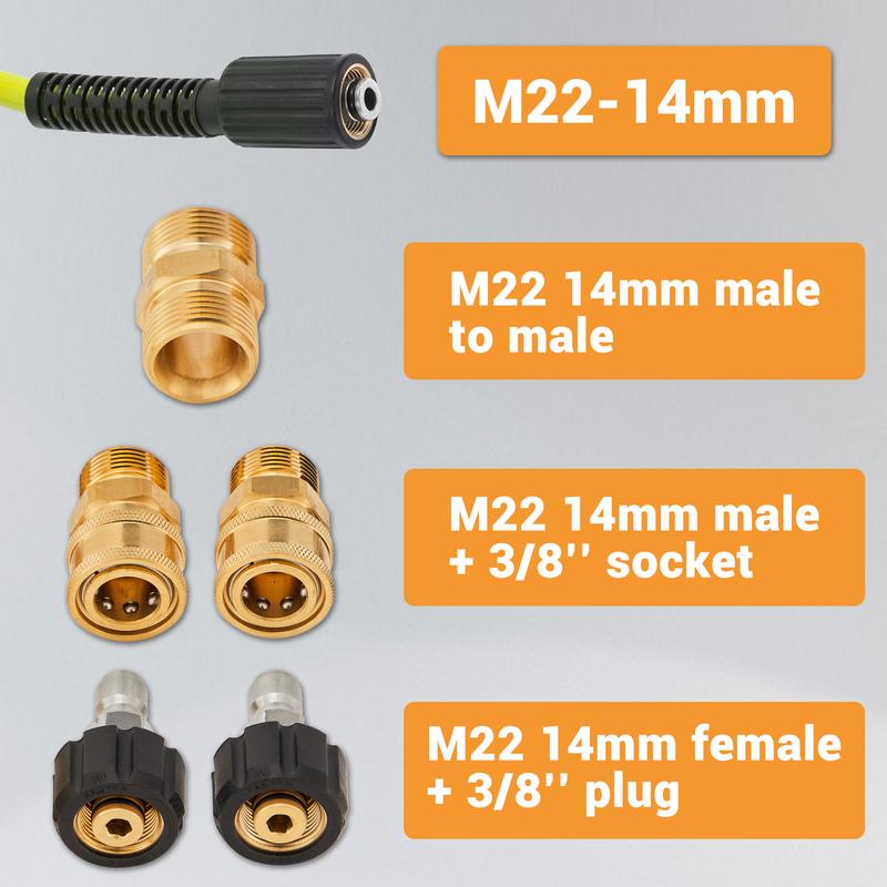 M MINGLE Pressure Washer Hose 50 FT x 1/4" - Replacement Power Wash Hose with Quick Connect Kits - High Pressure Hose with M22 14mm Fittings - 3600PSI,Christmas gifts M MINGLE Pressure Washer Hose 50 FT x 1/4" - Replacement Power Wash Hose with Quick Connect Kits - High Pressure Hose with M22 14mm Fittings - 3600PSI,Christmas gifts
