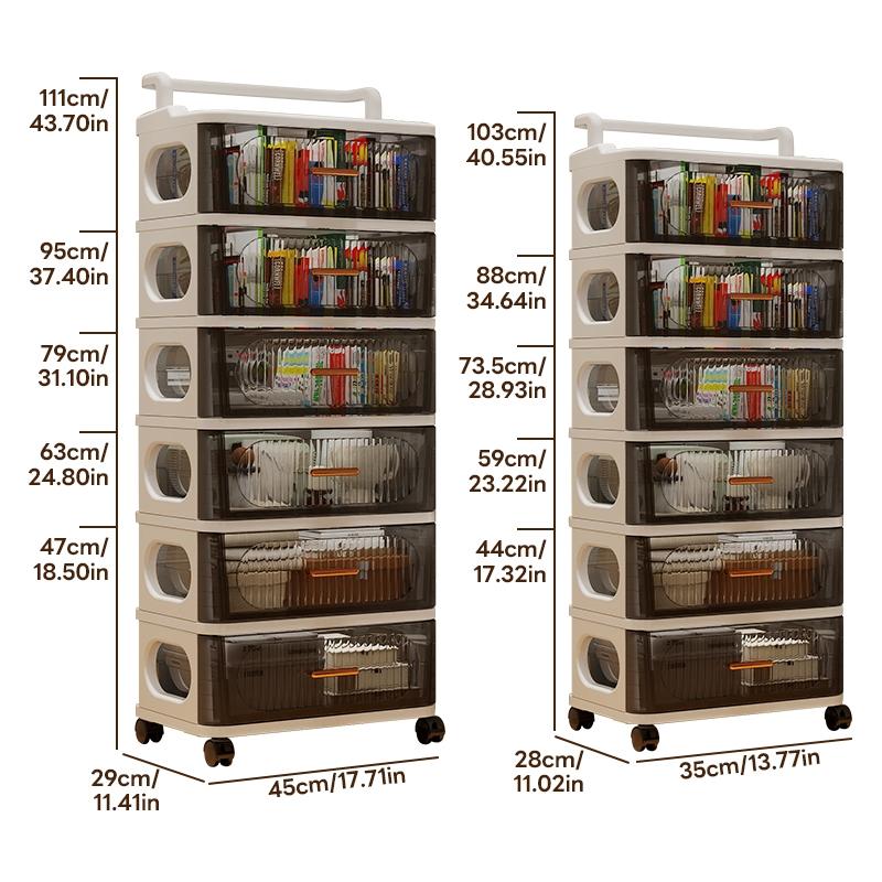 Transparent Drawer Storage Cabinet, 35cm*25cm/45cm*29cm, Multi-Layer Plastic Organizer, Mobile with Wheels, Space-Saving, Durable Design