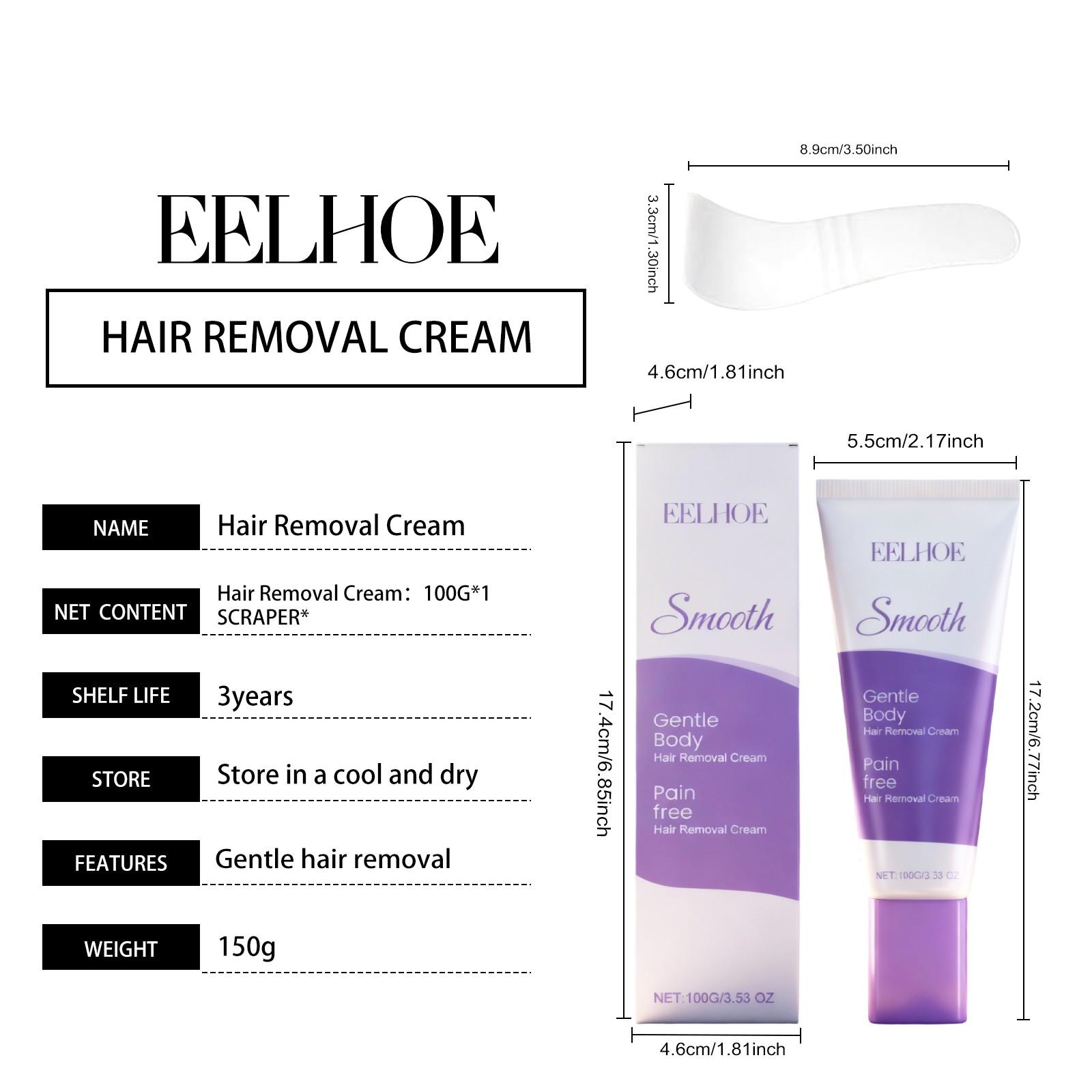 Painless Full Body Hair Removal Kit, Gentle Cleansing and Moisturizing, Fast Hair Removal, Aloe and Hyaluronic Acid, Unisex, Mild Scent