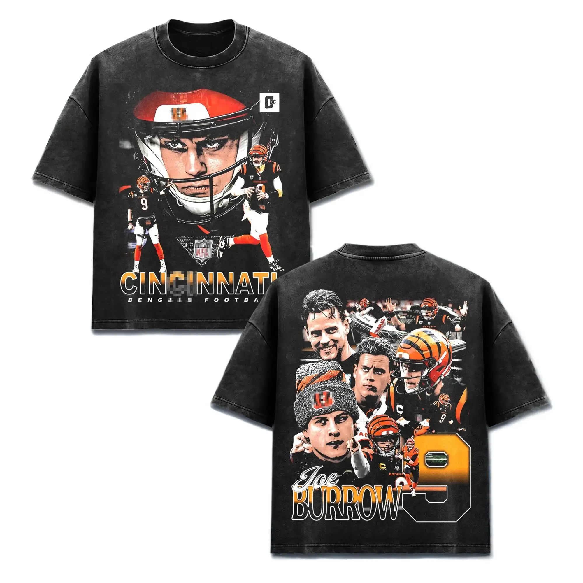 Unisex  Joe Burrow JB9 T-Shirt, Joe Cool QB Graphic Tee, Who Dey Nation Football Fan Merch, Queen City Sports Apparel, Retro 90s Bootleg Game Day Shirt, Pro Football Season Gift, Men Women Heavyweight Oversized Black Acid Wash Vintage Clothing