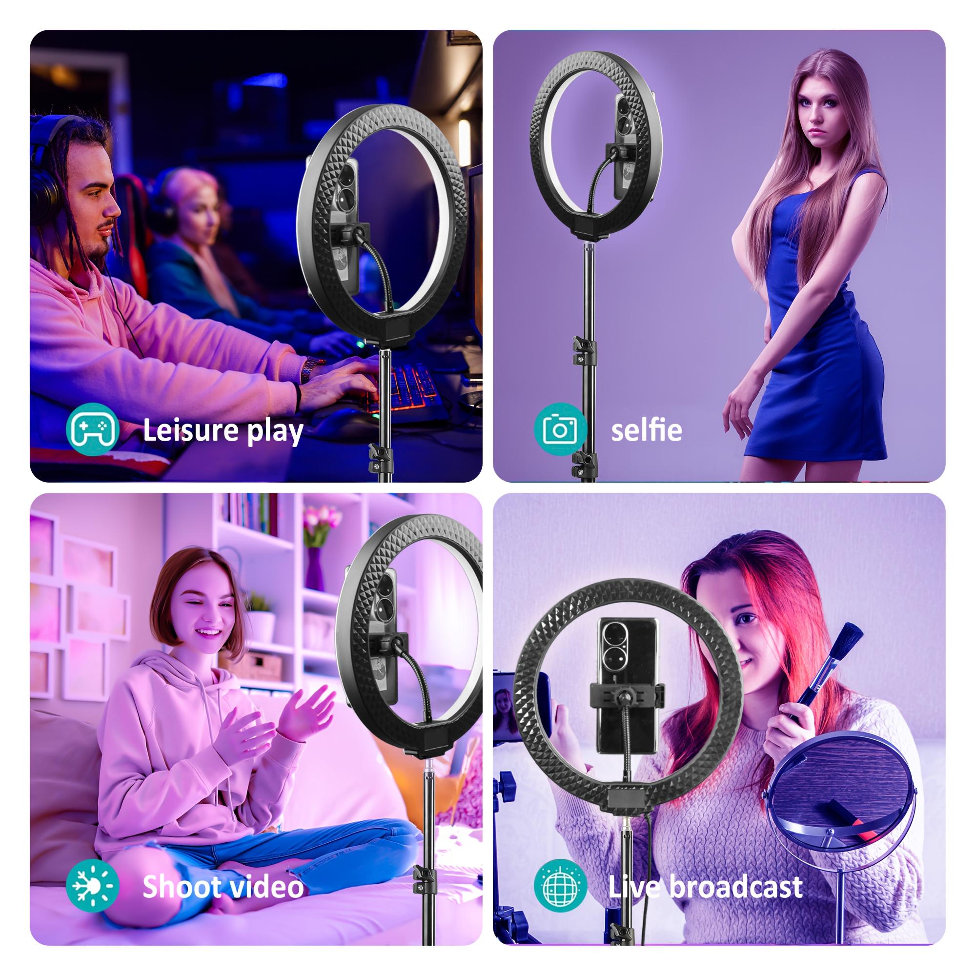 12" RGB Ring Light with Tripod Stand, Tripod for Phone with Light Adjustable 43.3" 110cm Height Floor & 360° Lighting, Video Light Tripod Stand Phone Mount for Photo iPhone Content Creation TikTok YouTube#springbreak