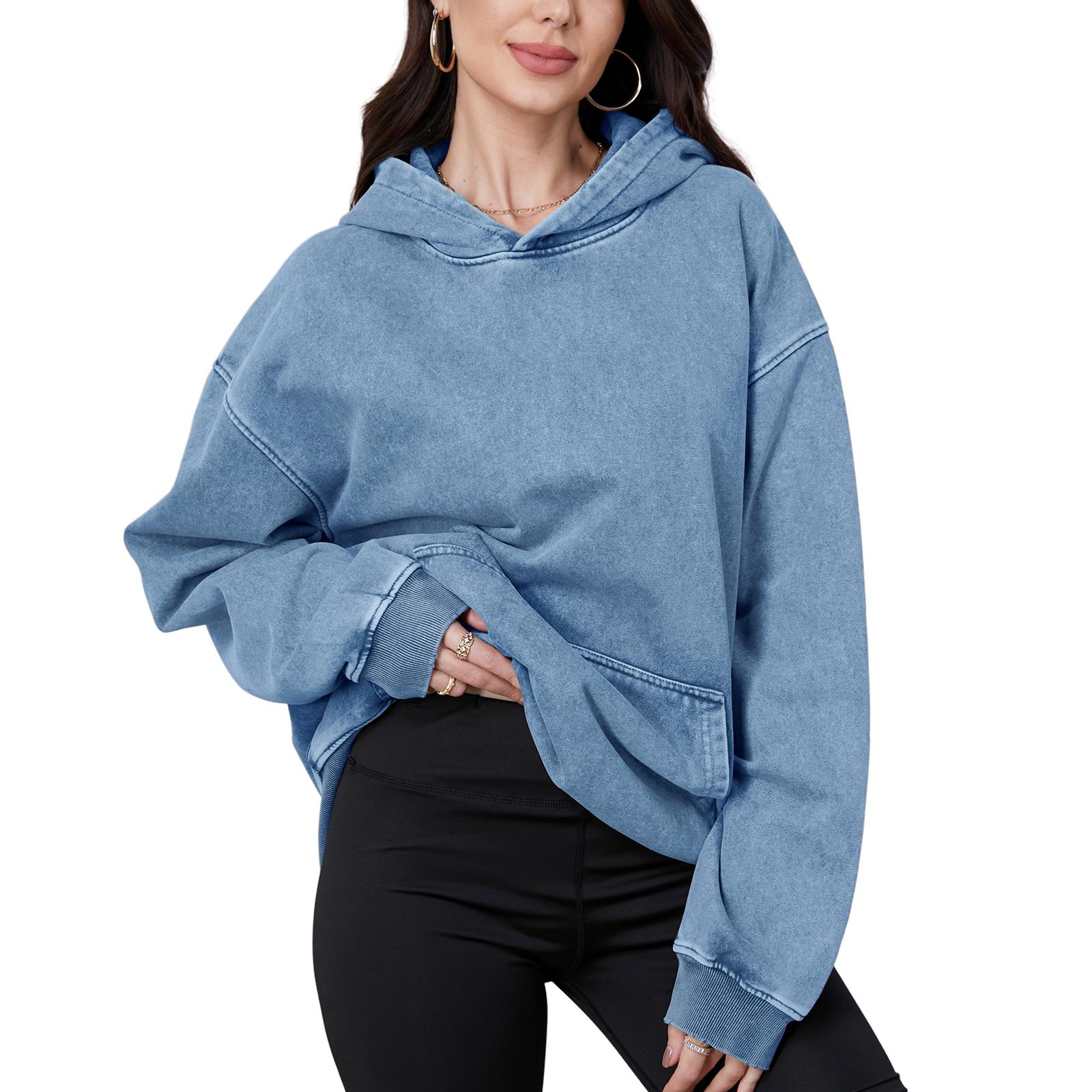 FAIABLE Women's Men's Acid Wash Oversized Vintage Heavyweight Distress Washed Fleece Hoodie, Couple Sweatshirt, 2025 Collection, US Shipping