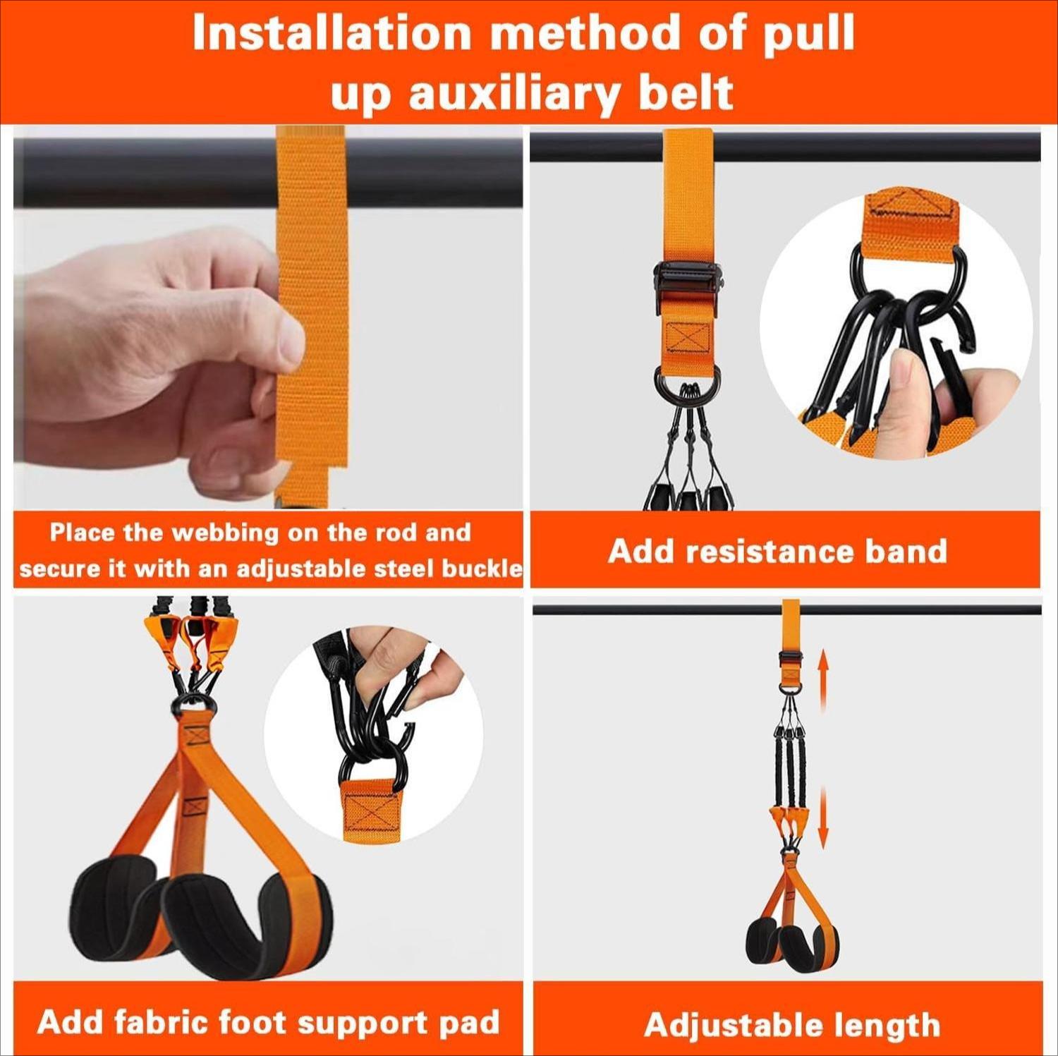Adjustable Pull Up Assist Band, Multi-Function Strength Training Strap, Supportive Knee Fitness Stretch Rope, Home Gym Workout Equipment for Full Body Training