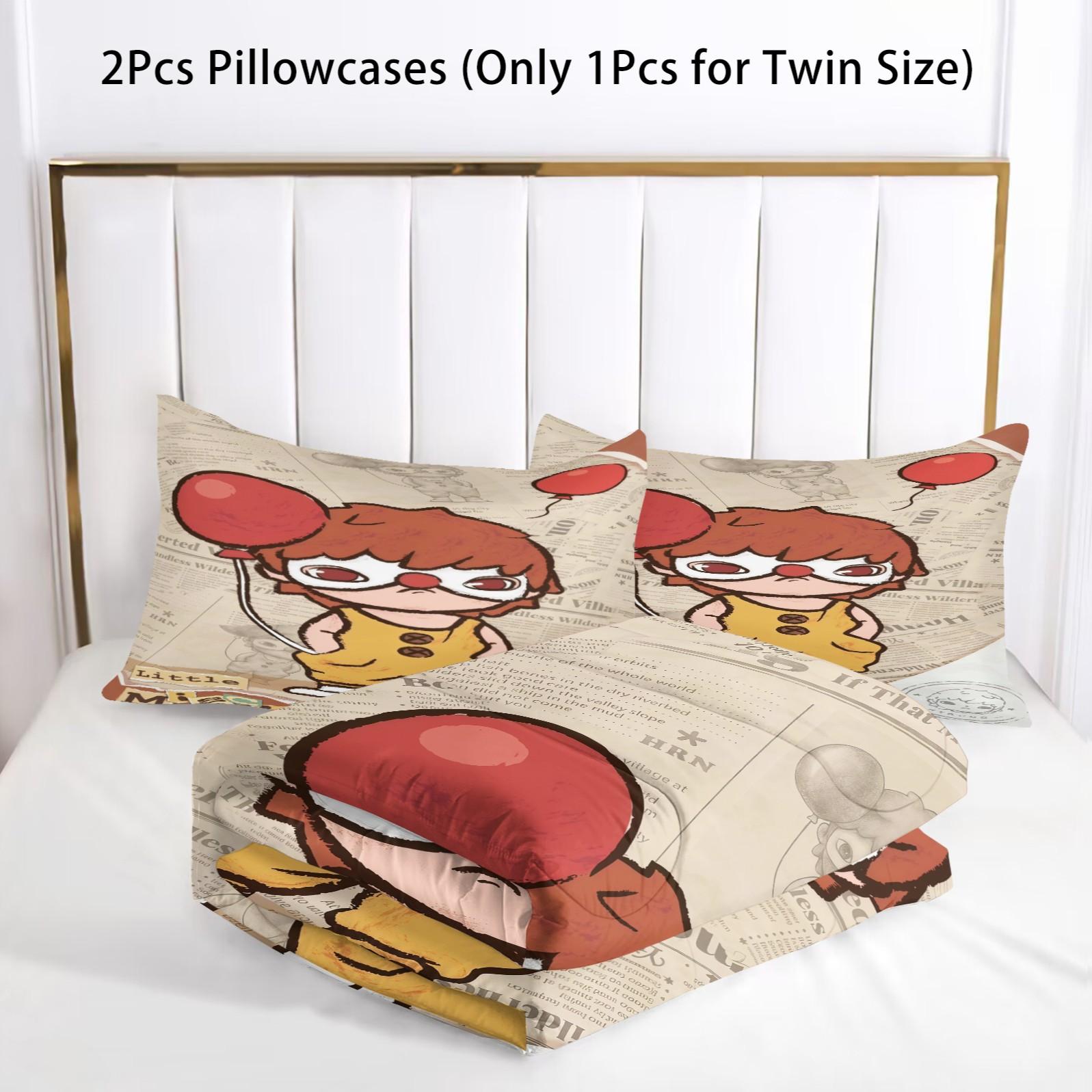 Hirono Pattern Soft Bedding Set, Includes 1 Blanket and 1 or 2 Pillowcases Without Pillows, Perfect Gift Option, Bedroom Bedding Set