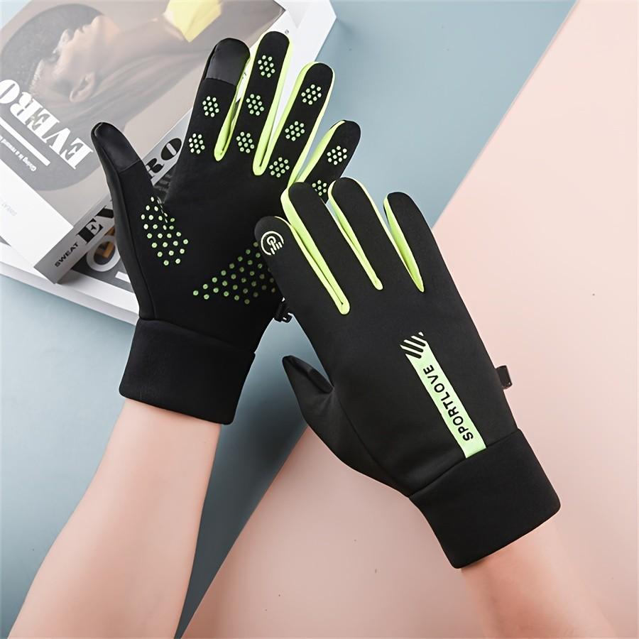 Windproof Waterproof Warm Full-Finger Gloves, Fleece Lined Thick Touchscreen Anti-Slip, Adjustable Wrist Strap, Outdoor Sports Gear