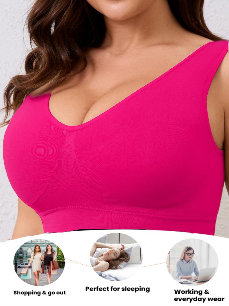 【Plus Size】 Women's Super Soft Wireless Seamless Bra,Comfortable & Breathable Simple Basic Chest, No Padding,Lady Lingerie Casual Underwear Top,Perfect For Daily Wear,All Seasons