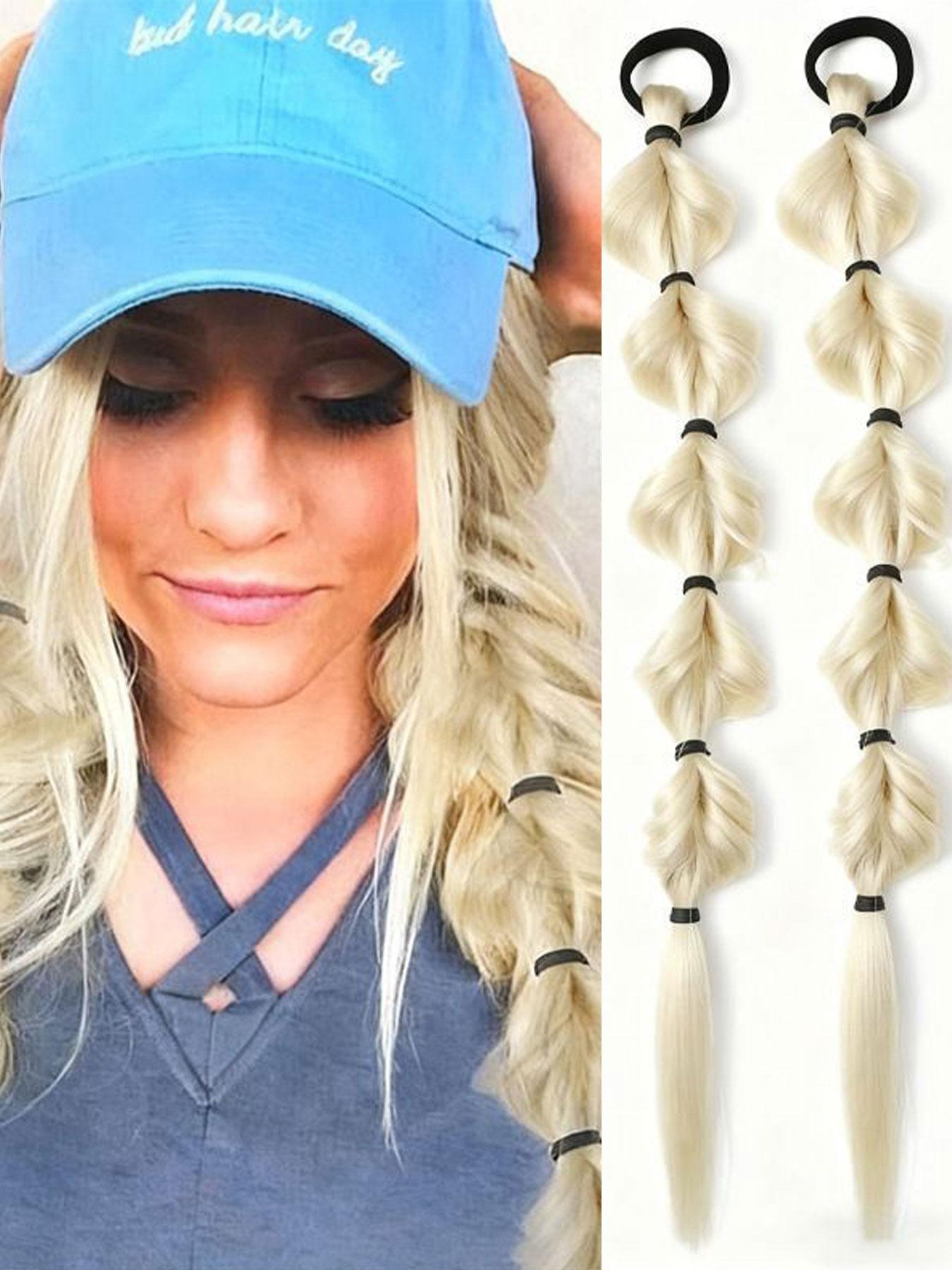 Bubble Ponytail Wig Synthetic Braided Extensions, Hair Ties & Hair Band Included, Ideal for DIY Daily Wear, Versatile Hairpiece Accessory