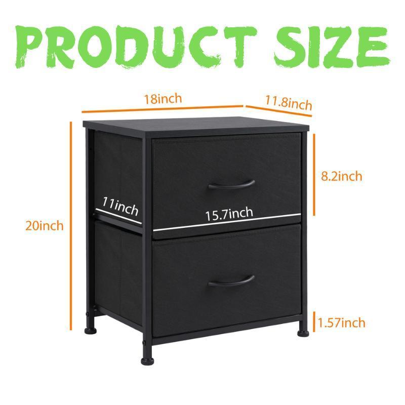 White Nightstand with Drawer, 2 Drawers Dresser for Bedroom, Small Night Stand and Dressers Sets Fabric Drawers, End Table Drawer Living Room (2PCS) Nightstand Small Dresser with 2 Fabric Drawers Side Bedroom End Table Kids Bedside Storage Furniture for 2