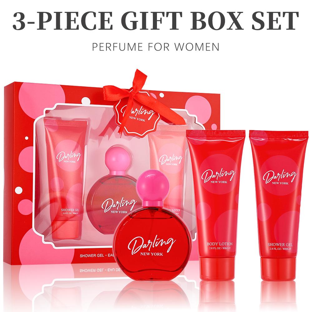 Bath and Body Gift Set for Women & Girls 1.7fl.oz Eau de Parfum Spray 2.8fl.oz Shower Gel 2.8fl.oz Body Lotion Women's Fragrance Sets POUCH Gift for Women Body Care Travel Set for Birthday Christmas New Year Gifts
