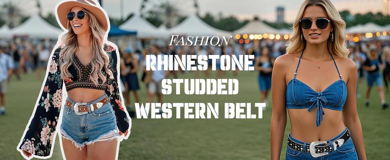 JASGOOD Rhinestone Studded Belt for Men Women, Western Leather Belt for Cowgirl Cowboy Vintage Bling Belt for Pants Dress
