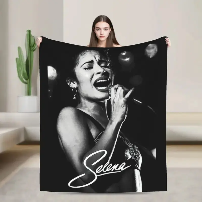 Tour Music 90s Lady Singer Selena Quintanilla Blankets Fleece Winter  Multi-function Throw Blanket for Home Plush Thin Quilt Versatile Plush Warm Blanket, Portable Soft Throw for Bedroom Office Trip Outdoor, Ideal Present for Family Friends All Holiday Oc