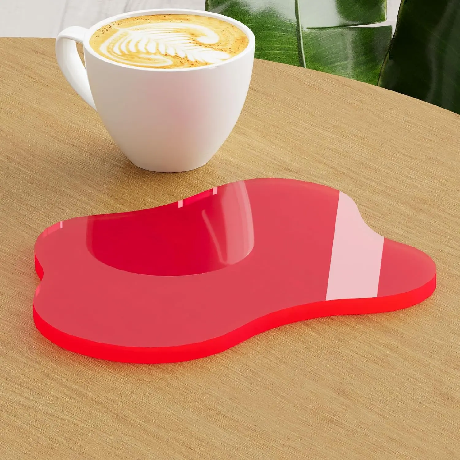 Coaster Decorative Plates, Clear Cloud Shape bar Drink Coasters, Coffee Cup Coaster for Desk Accessories Office  Decor, for Tabletop, Coffee Table, Kitchen, Bar(red)