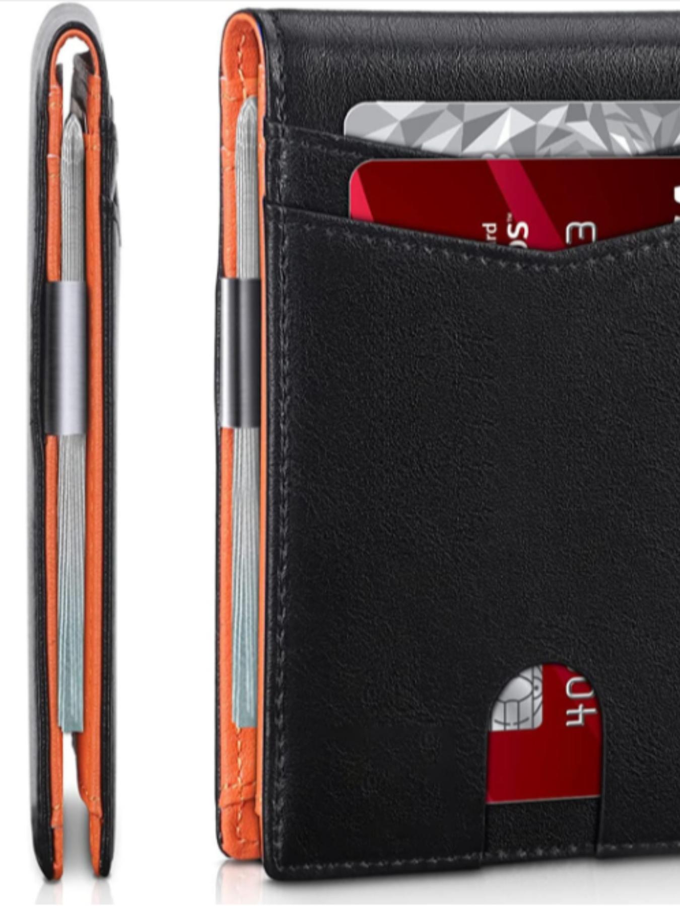 Men's Multifunctional Ultra-Thin Microfiber Rfid Shield Wallet, Dual-Fold Wallet ID Credit Card Holder, Simple Front Pocket Design, Large Capacity, Rfid Blocking Bifold