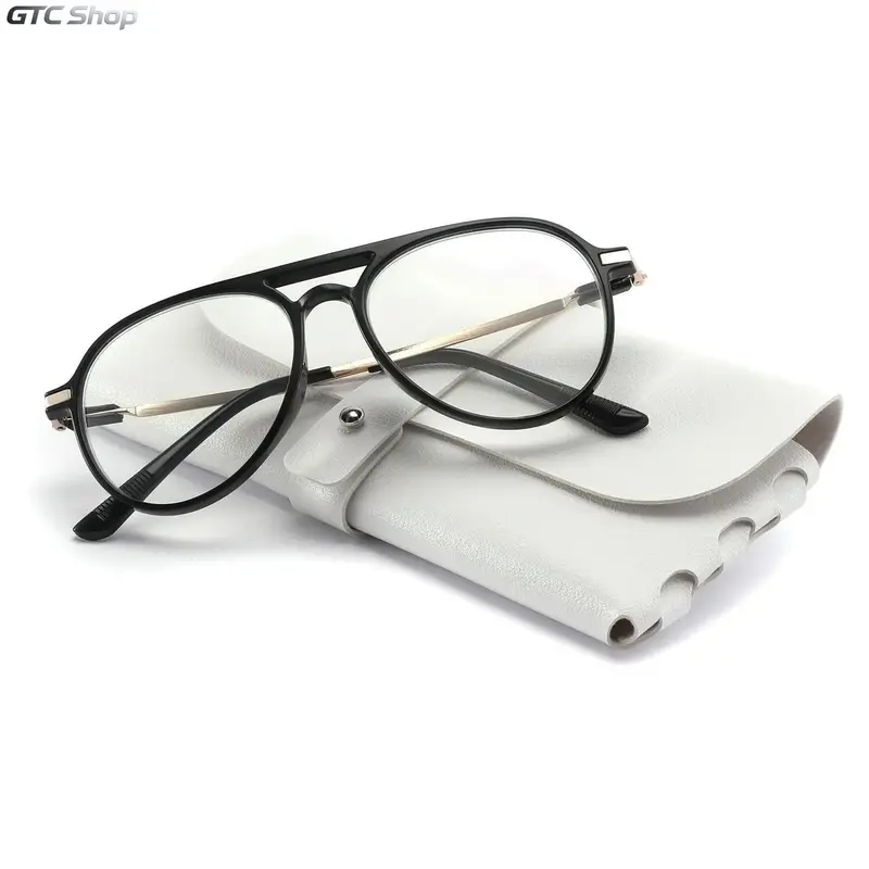 Anti Fatigue Reading Eyeglasses - Narrow Fit for Small Faces, Bluelight Block, UV Protection, Unisex Retro Aviator Reading Wear, Lightweight Durable, Black (+1.5 to +3.0)