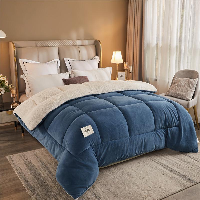 TORAX King Comforter Micromink Sherpa - Ultra Soft Warm All Season, Solid Sapphire Blue & Elegant Gray