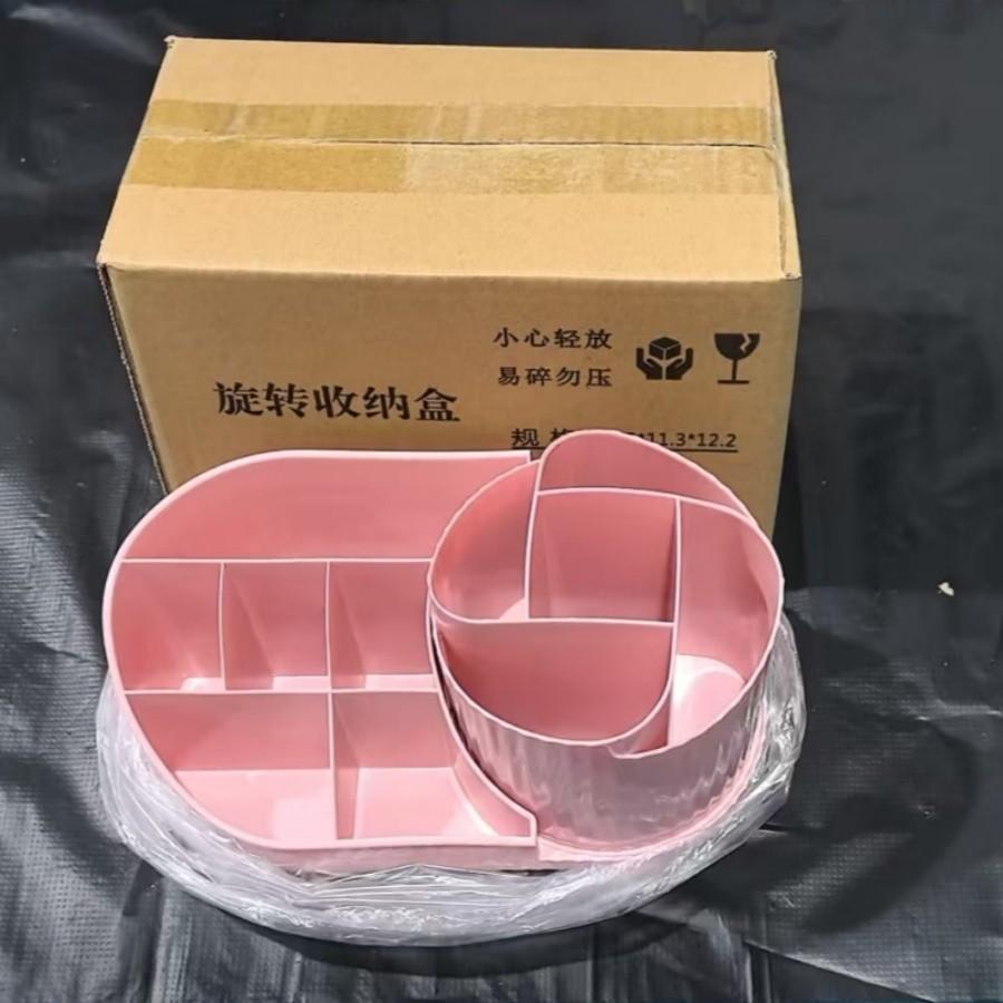 Rotating Makeup Brush Storage Box, Large Capacity Makeup Tool Storage Rack, Desktop Makeup Organizer for Bedroom Bathroom, Cosmetics Organizer Storage