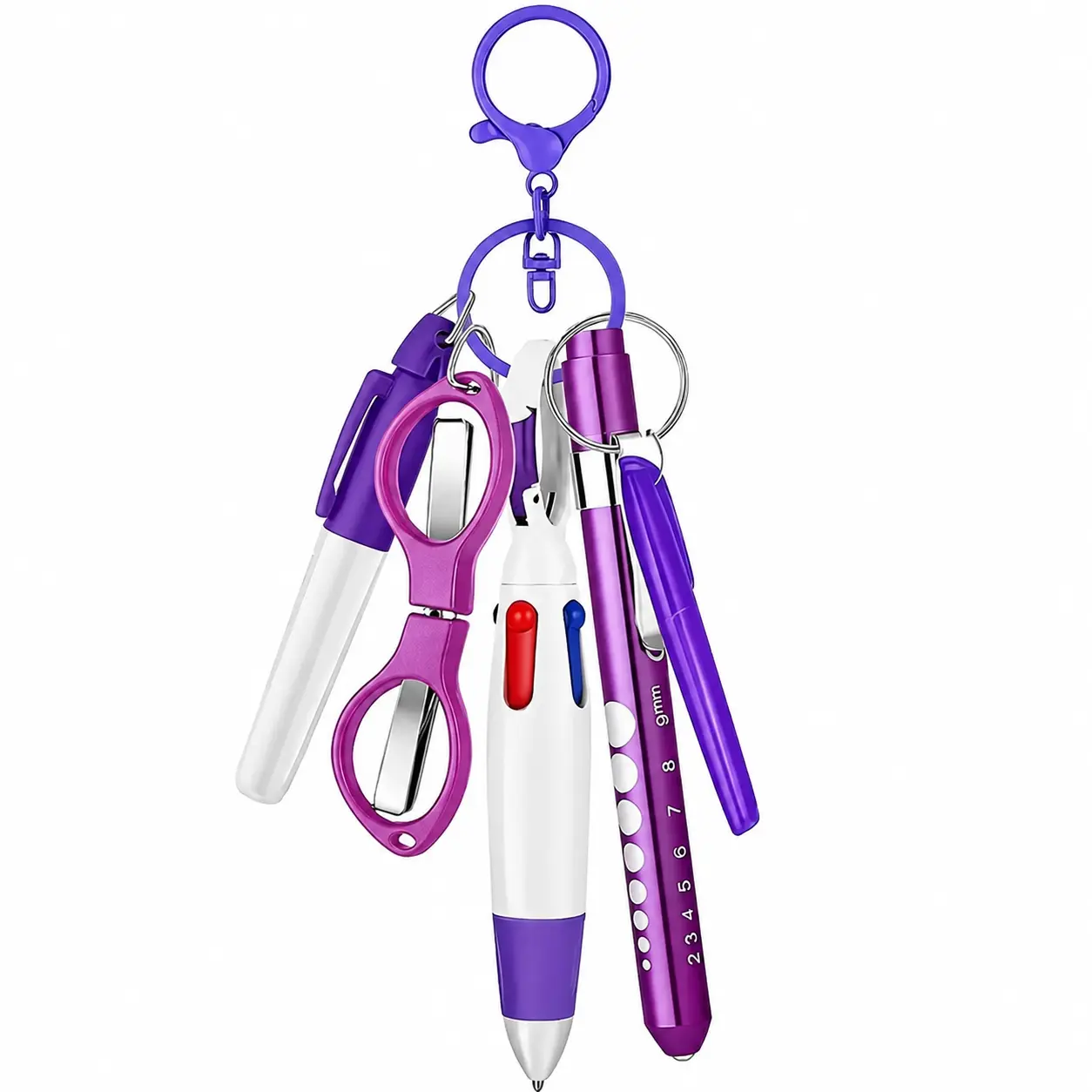 Professional Nurse Accessory Kit with Retractable Badge Reel, Ergonomic Ballpoint Pens, Dual-Tip Highlighters, Fine-Tip Markers, and Compact Foldable Scissors—All-in-One Medical Stationery Set for Healthcare Professionals, Clinics, Hospitals, and Office U