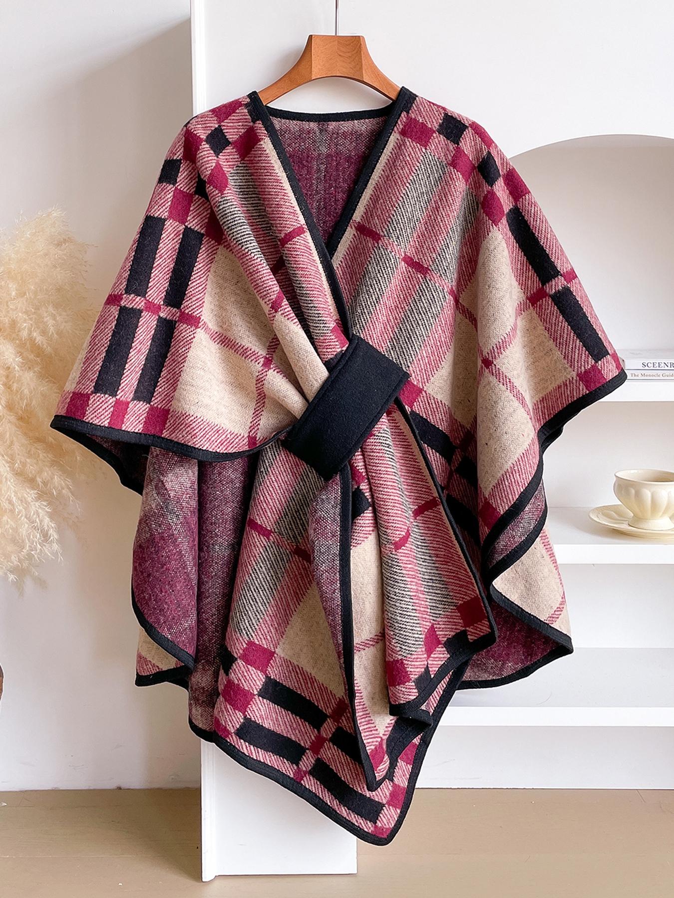 Women's Fashion Casual Plaid Shawl, Soft Woven Fabric, Warm Fall & Winter Accessory, Stylish Print Wrap, Perfect Holiday Gift