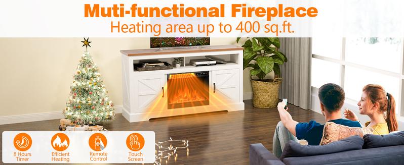 COWSAR Electric Fireplace TV Stand for TVs up to 70", Free Standing 23'' Fireplace Heater with Remote Control, Modern Farmhouse Entertainment Stand for Living Room COWSAR Electric Fireplace TV Stand for TVs up to 70", Free Standing 23'' Fireplace Heater with Remote Control, Modern Farmhouse Entertainment Stand for Living Room