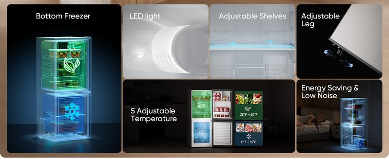 Upstreman mini fridges BM40 Small Refrigerator with Bottom Freezer Double Door Mini Fridge for Kitchen Apartment Dorm Office Space-Smart Design Precision Cooling Whisper-Quiet Efficient Customizable Storage 2.75 Cu.Ft + 1.27 Cu.Ft