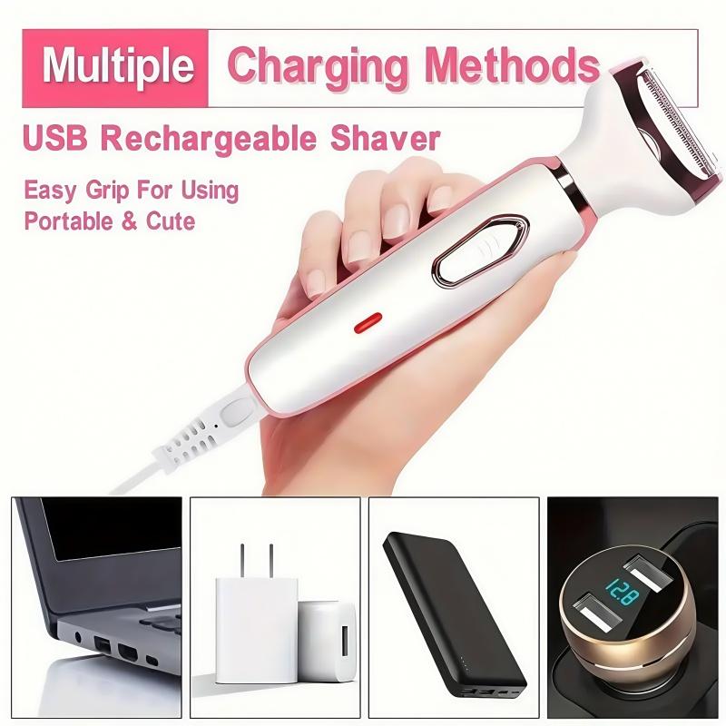 4-in-1 leg electric shaver, women's rechargeable electric hair removal device, multifunctional beauty set, foot exfoliator, body hair removal device, shaver and massager, bikini trimmer, men's and women's armpit hair shaver