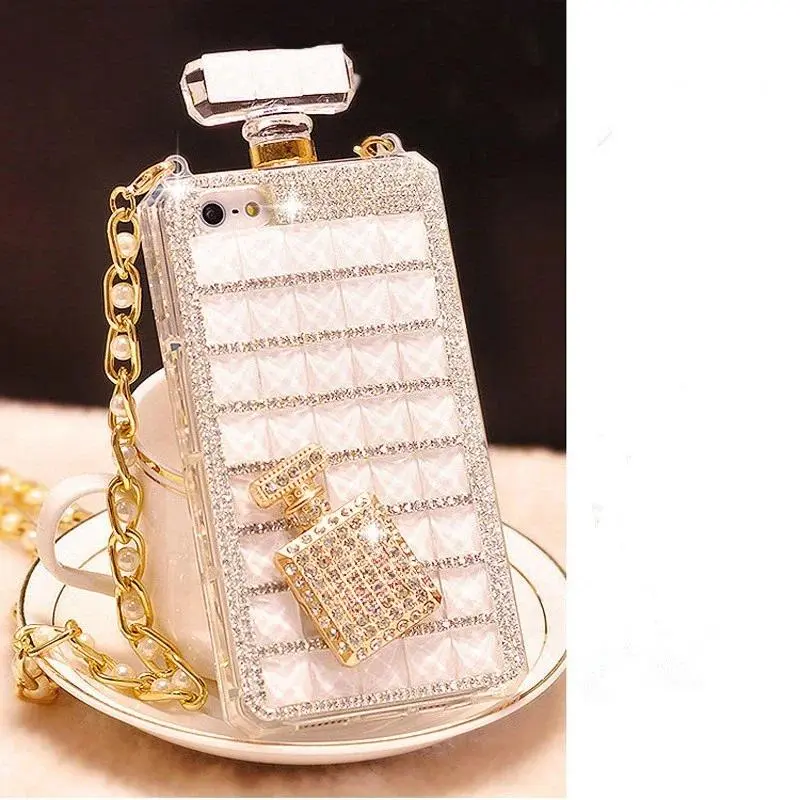Luxury Diamond Perfume Bottle Case For iphone17 16 15 14 Rhinestone Bling Cover Coque For Samsung Galaxy S24 Plus S25 S23 Ultra