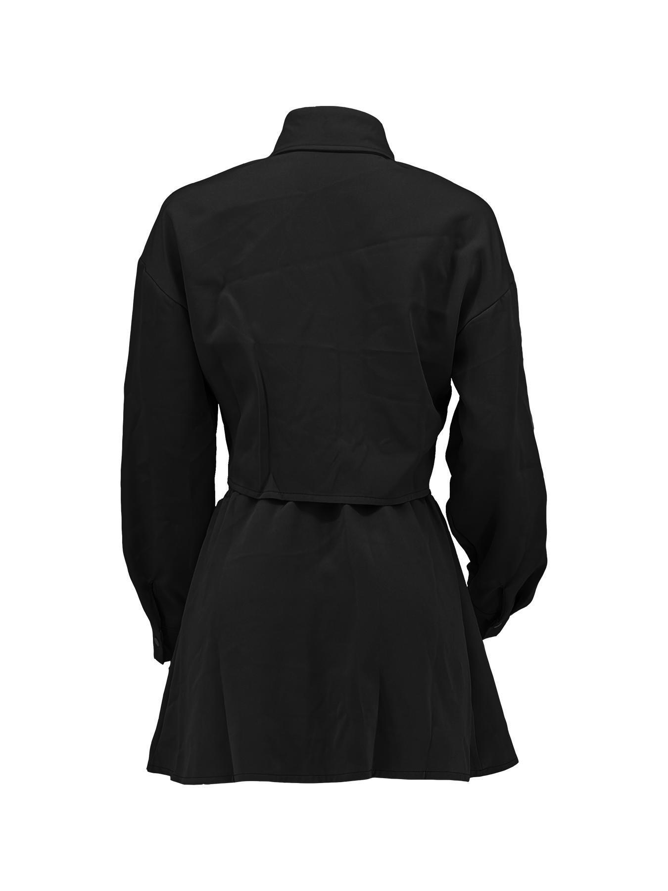 Two-piece Set Women's Solid Button Front Fitted Crop Shirt & Elastic Waist Flared Skirt, Casual Drop Shoulder Long Sleeve Top & High Waist Skirt for Daily Wear, Ladies Two-piece Outfits for All Seasons, Birthday Dresses 2024