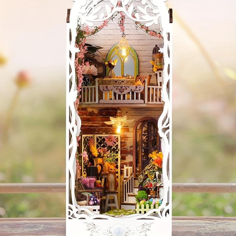 3D Wooden Puzzle, 1 Box DIY Book Nook Kit, DIY Flower Room Model Kit, 3D Desktop Decoration Ornament, DIY Model Kit for Bookshelf Decoration, DIY Building Model
