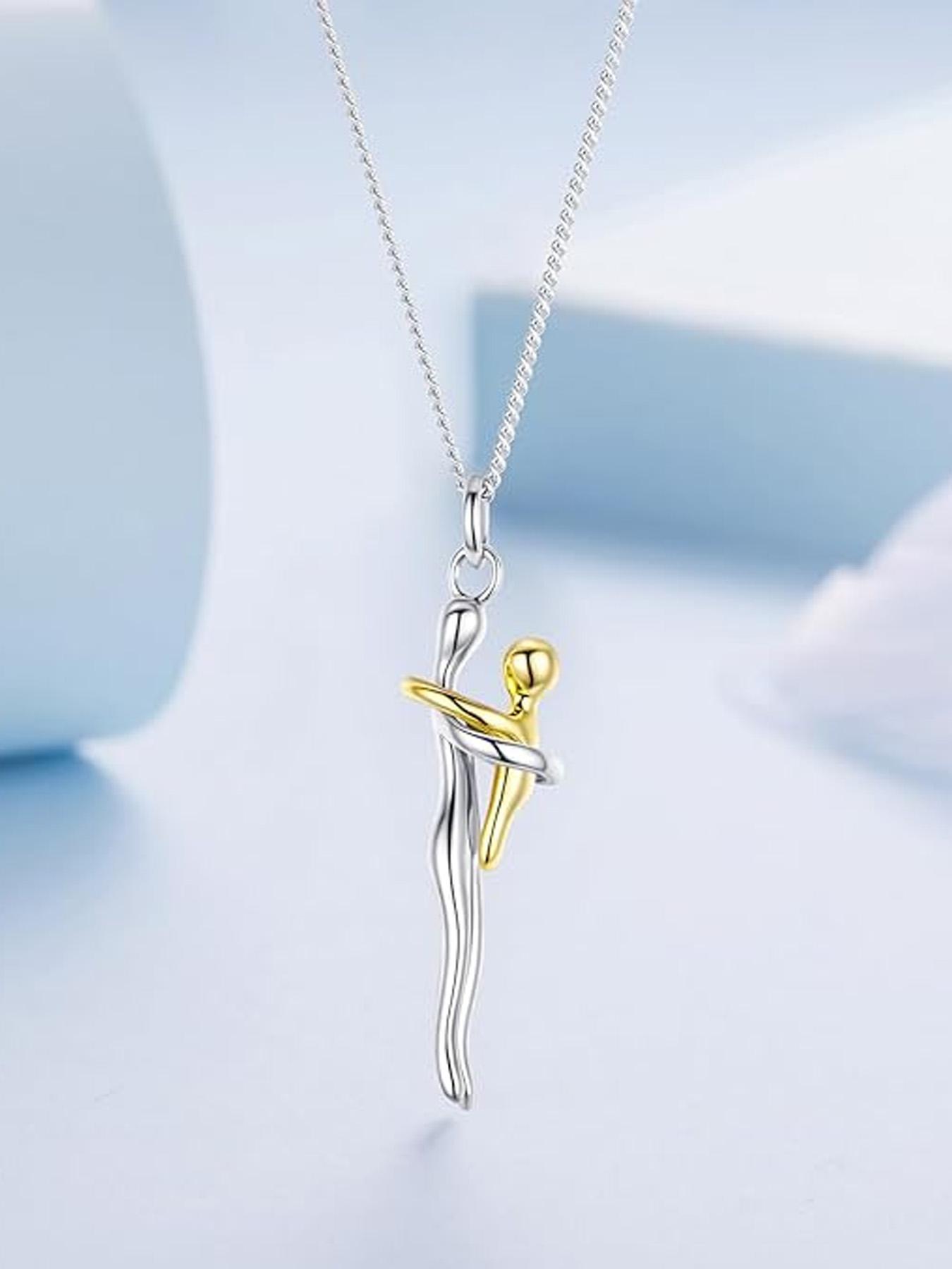 The gift from the son to his mother, a parent-child embrace pendant necklace, an embrace pendant necklace, mother's jewelry necklace, Mother's Day gift