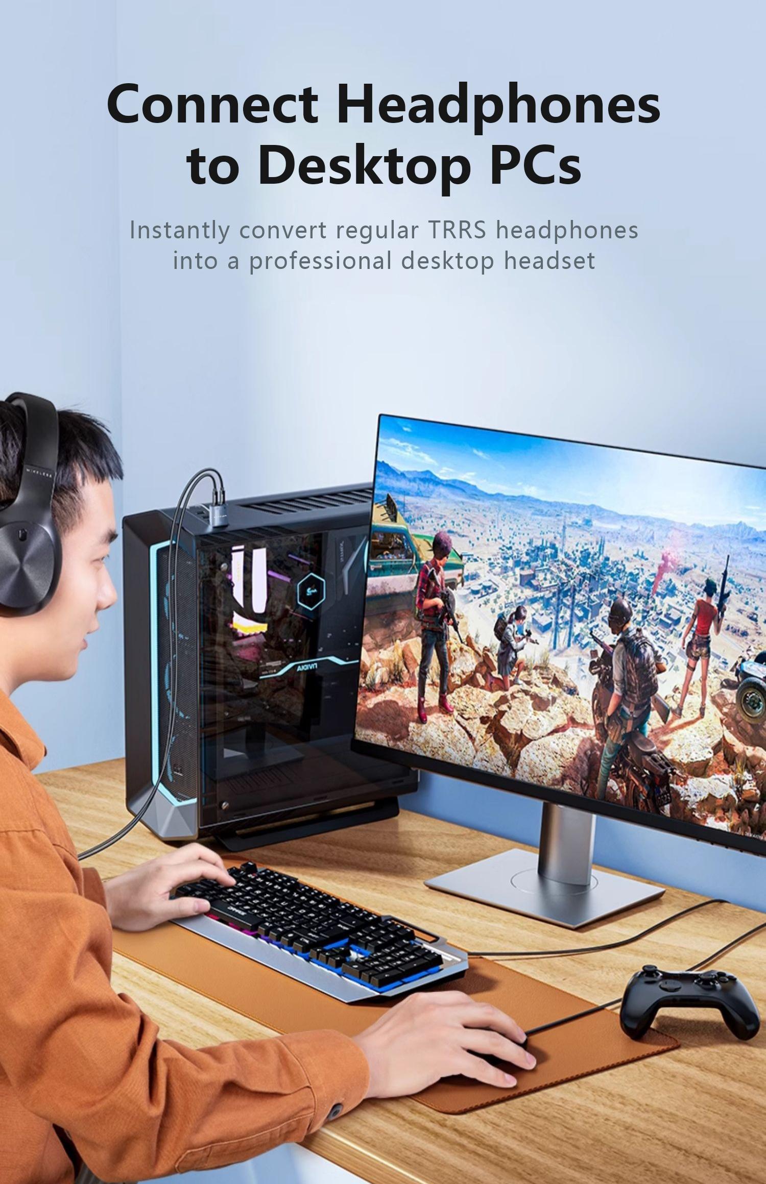 SUNKANDI USB to Audio Jack Sound Card Adapter with 3.5mm Headphone and Microphone USB to Aux 3.5mm External Audio Converter for Windows Mac Linux PC Laptops Desktops PS5 Switch 2