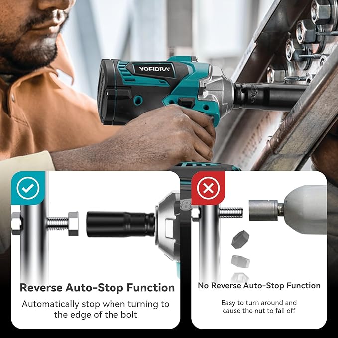Yofidra 1200N.M Torque Brushless Electric Impact Wrench 1/2 Inch Cordless Screwdriver for Makita 18V Battery Hardware with Heavy Duty Handle Portable Power Tools Yofidra 1200N.M Torque Brushless Electric Impact Wrench 1/2 Inch Cordless Screwdriver for Makita 18V Battery Hardware with Heavy Duty Handle Portable Power Tools