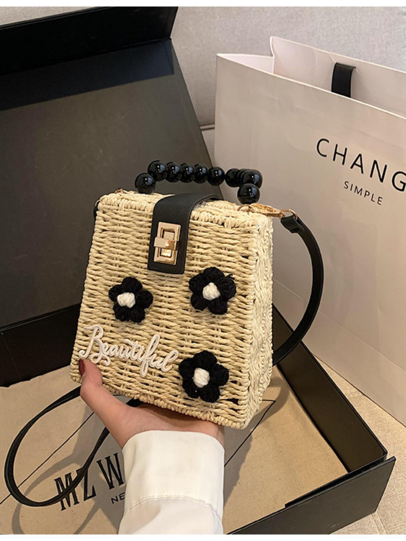 French Straw Handbag 2026, Cute Beach Crossbody Bag, Trendy Shoulder Bag, Stylish Woven Backpack, Fashionable Accessory