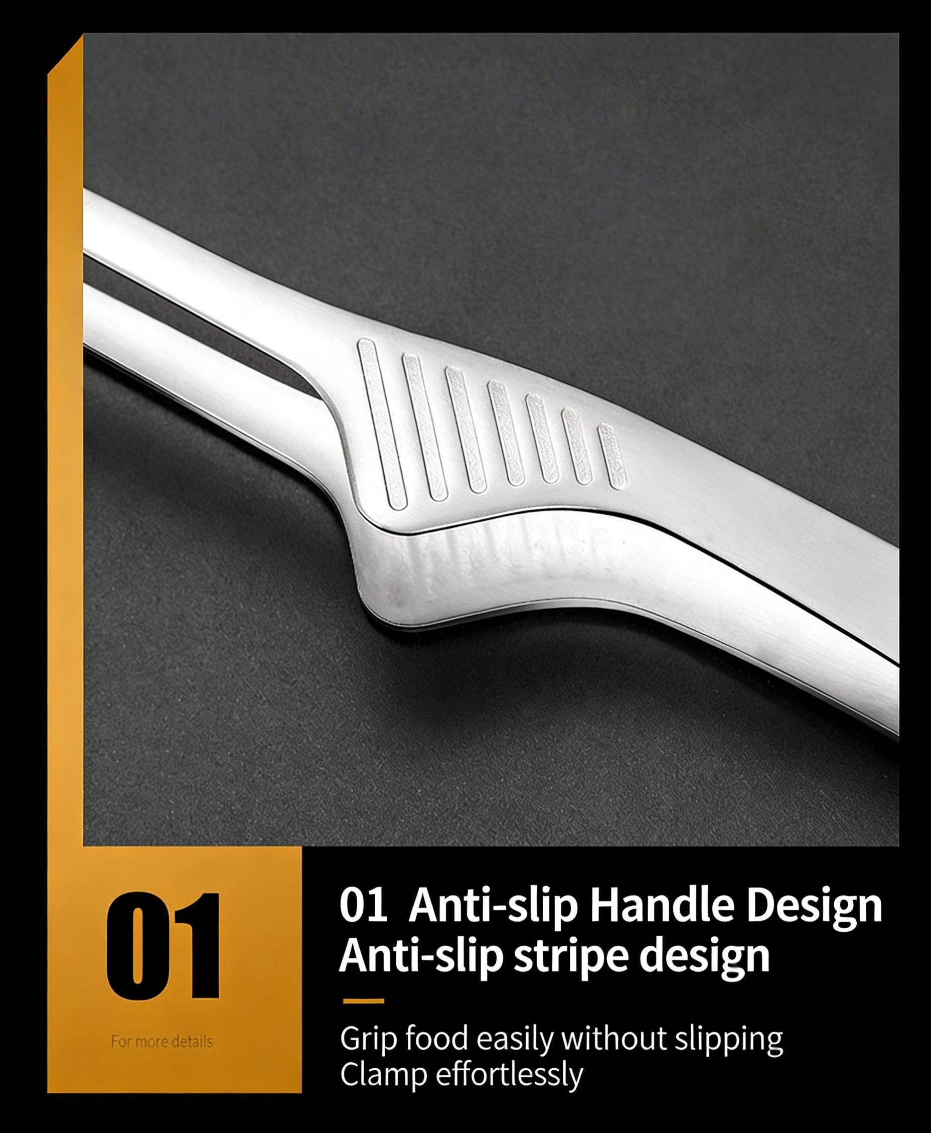 2pcs Stainless Steel Barbecue Tongs, Silver Color and, Pointed and Round Tips, Korean Cuisine Food Clips, Bread Dessert Steak Grill Meat Clippers