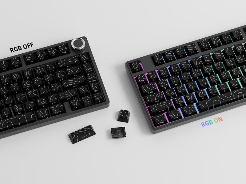 Minimalist Theme Side Engraved Translucent Keycap, Full Five Sided Heat Sublimation Keycap, Keyboard Accessories for Gaming