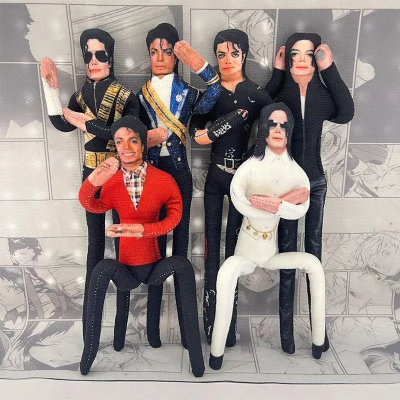 Michael Jackson Abstract Figurine Doll Set (6-Piece), Collectible PVC Action Figures with Built-In Wire Skeleton, Stylable Mini Figure Doll Gift, Collectible Pvc Figure