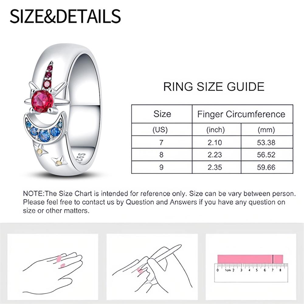 Celestial Wide Face Ring, Sun, Moon, Star, Open Ring, Shining Zircon, 925 Pure Silver, Ring Girl, Gift, Daily Wear,Perfect for Women's Jewelry Collection woman jewelry