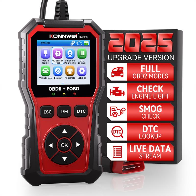 KONNWEI KW330 OBD2 Scanner with 2.8 Inch Color Screen, Free Upgrade & Print Function, Diagnostic Tool for Cars