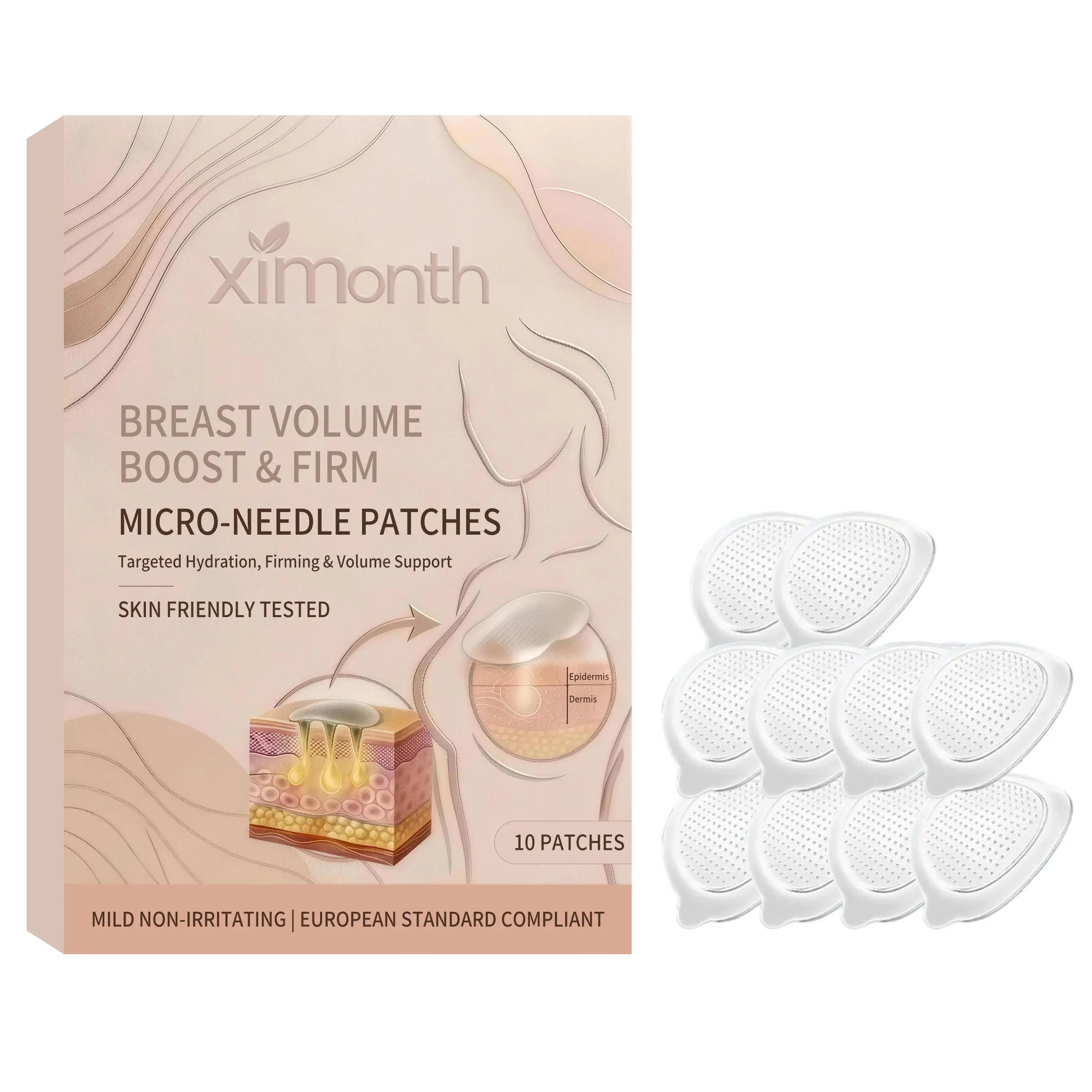 Breast Care Microneedle Patch Plant Extract Firming Lifting Patch Long Lasting Slow Release Skin Nourishing Patch for Daily Breast Skin Maintenance
