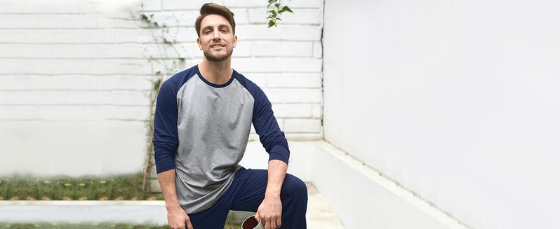 DAVID ARCHY Mens Pajamas Set - Soft Pajama Set for Men 2 Piece Long Sleeve Pajamas for Men Cotton Mens Pjs Sets with Pockets Pants Top FathersDayGift