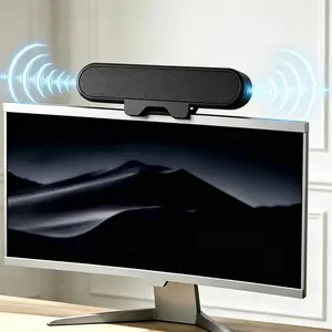 Computer speaker, monitor speaker, Sound Bar Speaker, Adjustable speakers, stereoscopic sound effect, adjustable volume, easy to clip onto monitor, space-saving, wired audio, suitable for laptops, games, homes